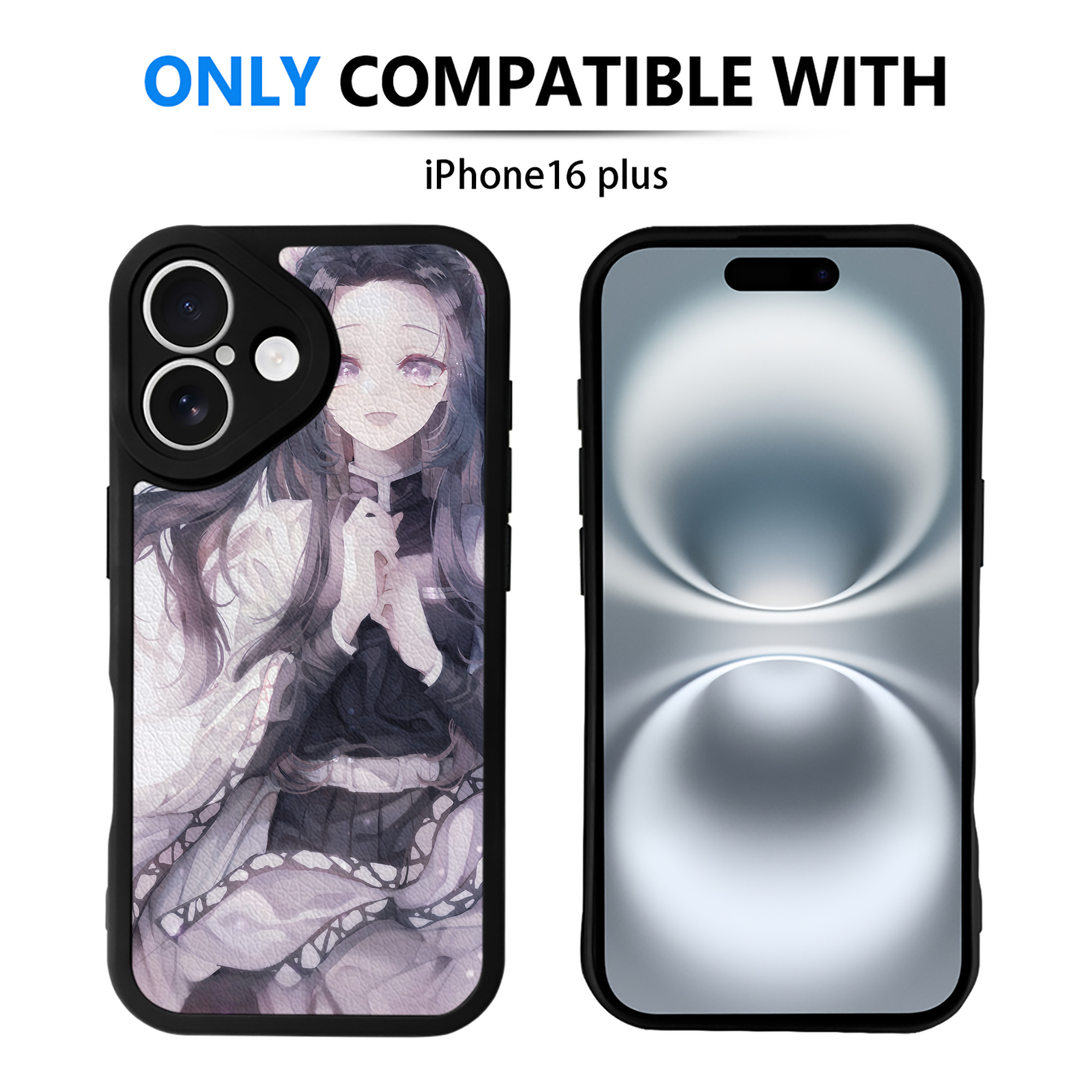 （画像用） 鬼滅の刃（きめつのやいば）蟲柱-胡蝶 しのぶ／こちょう しのぶ Kochou Shinobu 【iPhone 16シリーズ対応】シリコンスマホケース（レザー調） 材質：シリコン